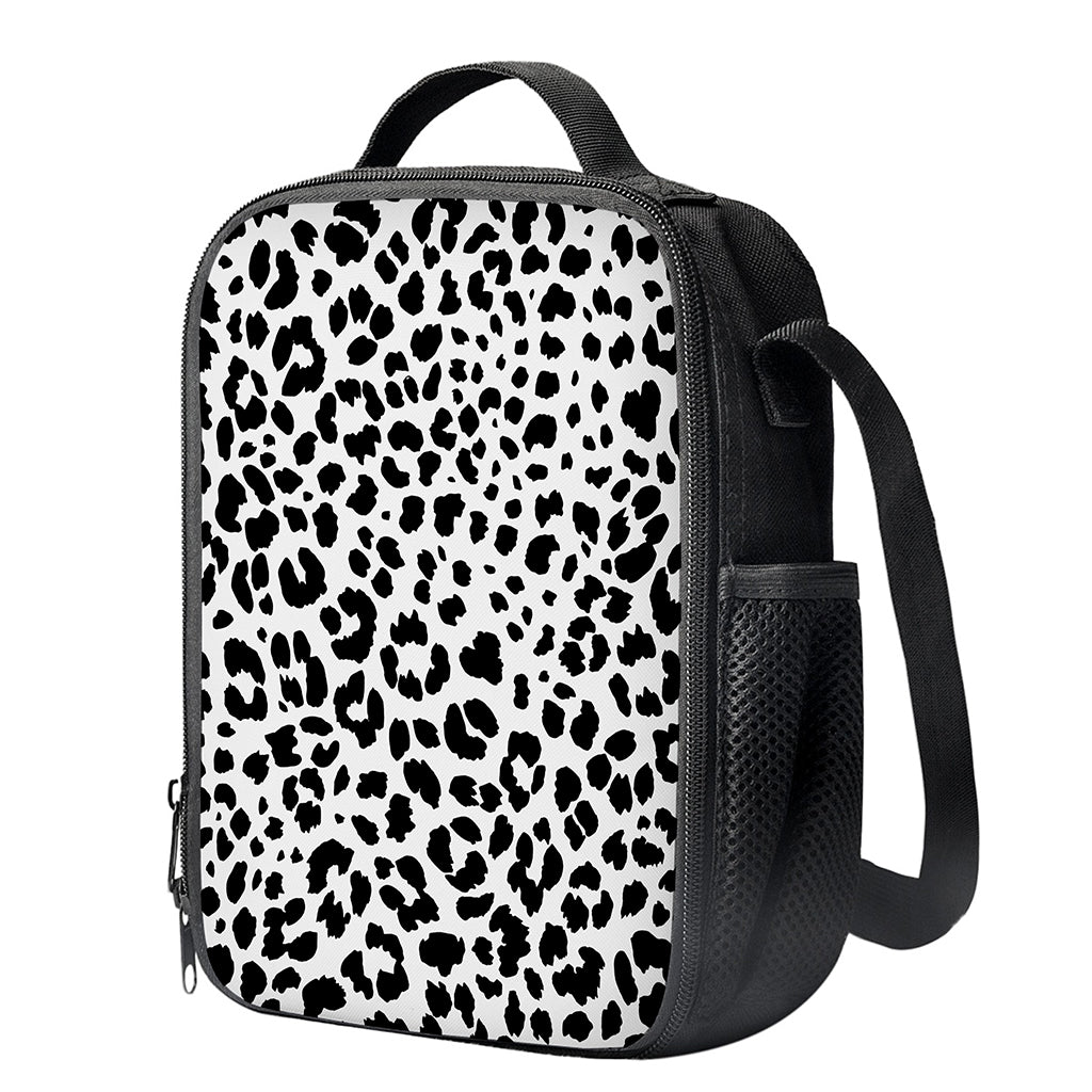 Black And White Jaguar Pattern Print Crossbody Lunch Bag