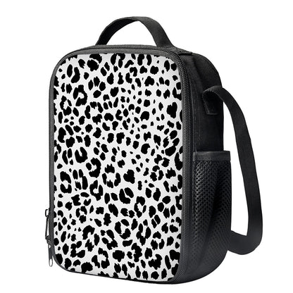 Black And White Jaguar Pattern Print Crossbody Lunch Bag