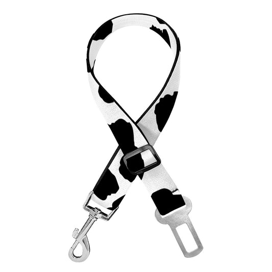 Black And White Jaguar Pattern Print Dog Seat Belt
