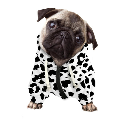 Black And White Jaguar Pattern Print Dog Zip Up Hoodie