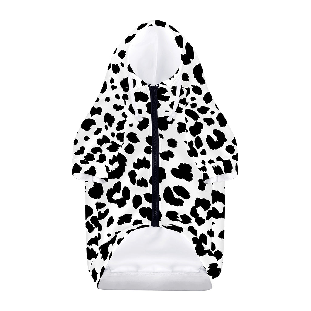 Black And White Jaguar Pattern Print Dog Zip Up Hoodie