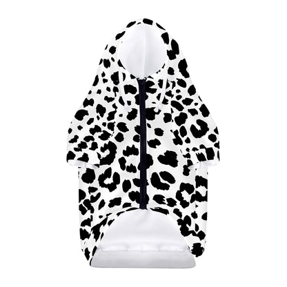 Black And White Jaguar Pattern Print Dog Zip Up Hoodie