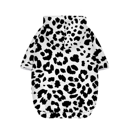 Black And White Jaguar Pattern Print Dog Zip Up Hoodie
