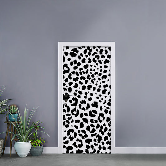 Black And White Jaguar Pattern Print Door Sticker