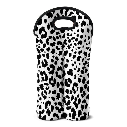 Black And White Jaguar Pattern Print Double Neoprene Wine Tote