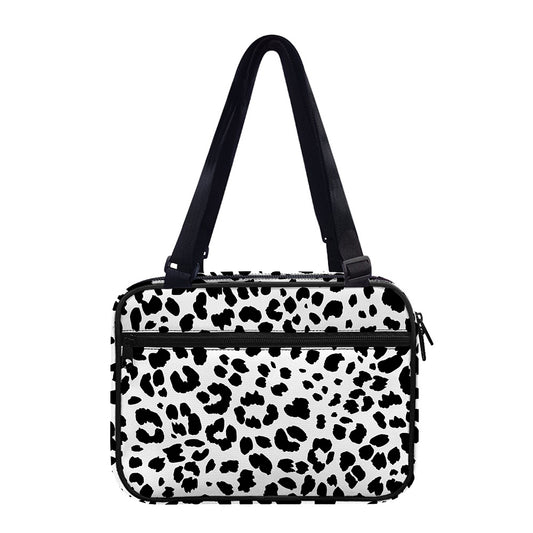 Black And White Jaguar Pattern Print Double Strap Bible Bag