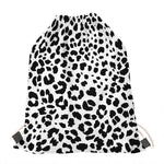 Black And White Jaguar Pattern Print Drawstring Bag