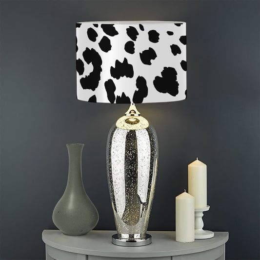 Black And White Jaguar Pattern Print Drum Lamp Shade