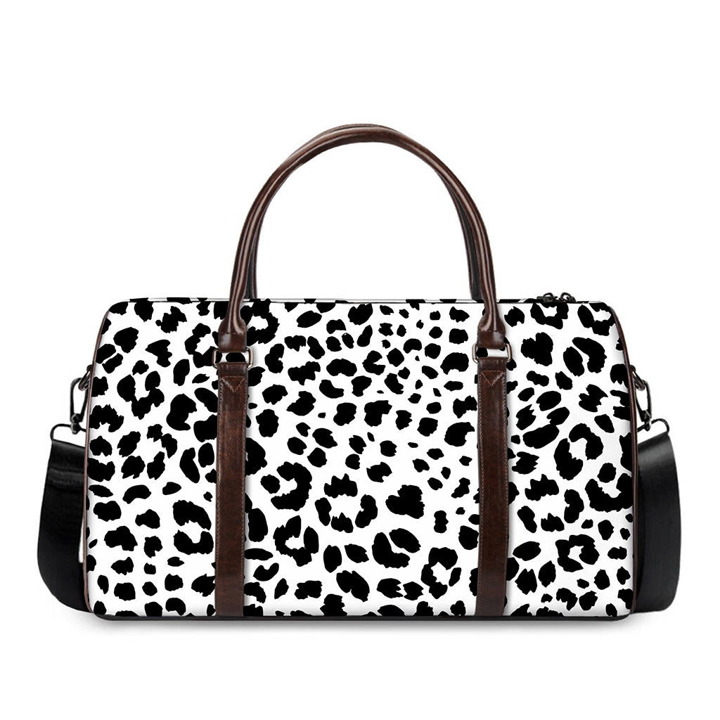 Black And White Jaguar Pattern Print Duffle Bag
