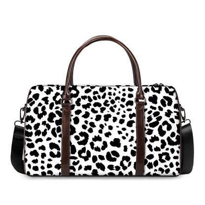 Black And White Jaguar Pattern Print Duffle Bag