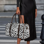 Black And White Jaguar Pattern Print Duffle Bag
