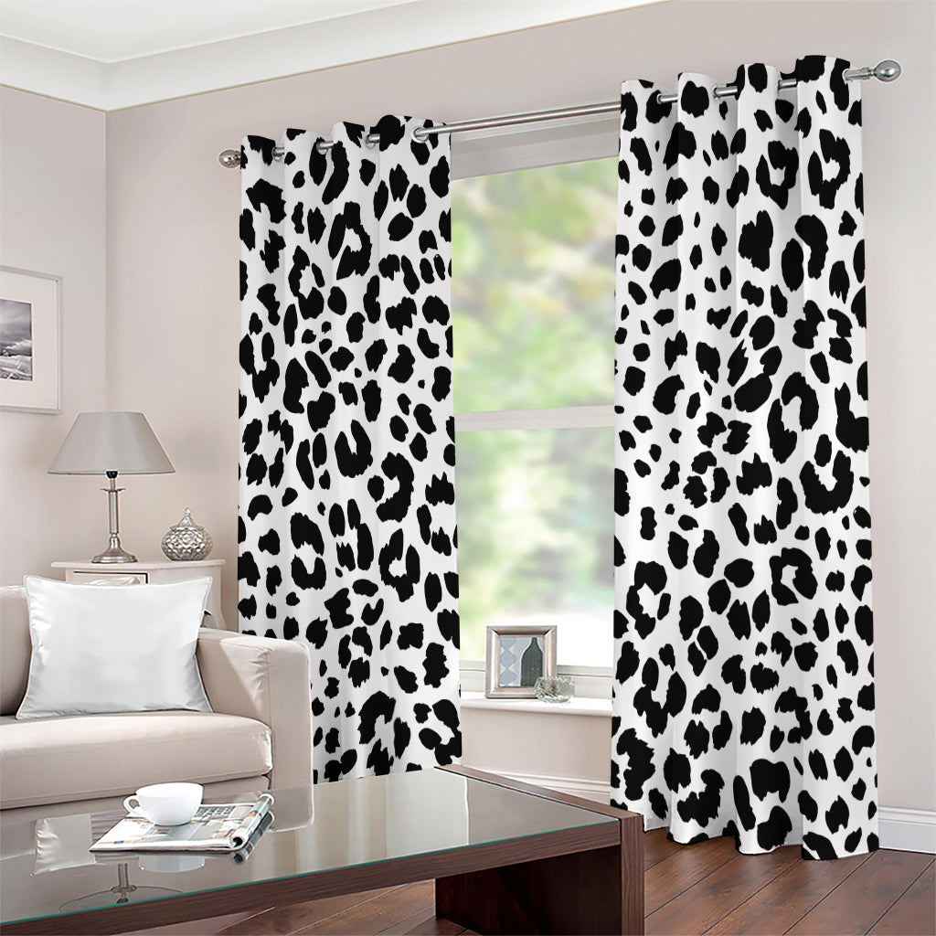 Black And White Jaguar Pattern Print Extra Wide Grommet Curtains
