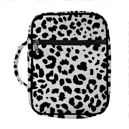 Black And White Jaguar Pattern Print Front Pocket Bible Bag