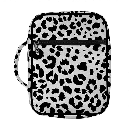 Black And White Jaguar Pattern Print Front Pocket Bible Bag