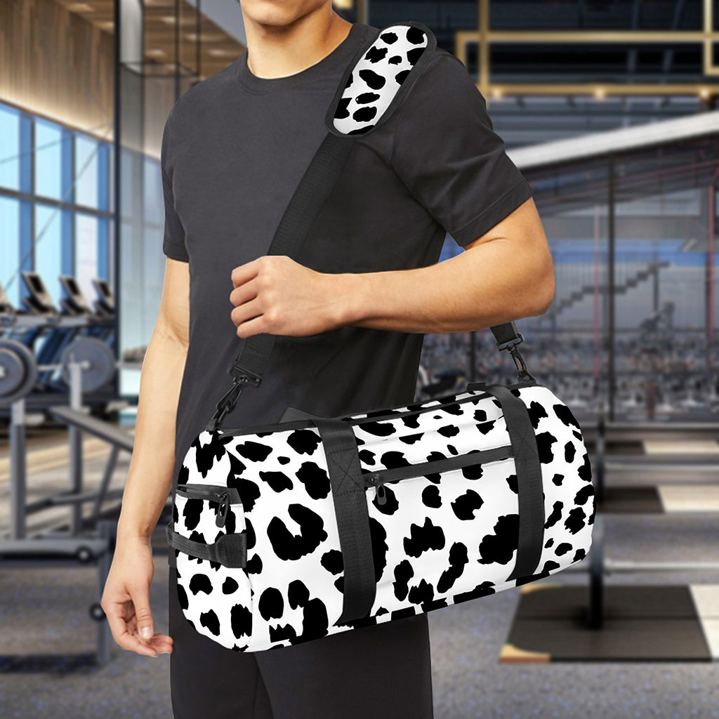 Black And White Jaguar Pattern Print Gym Bag