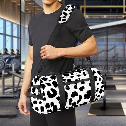 Black And White Jaguar Pattern Print Gym Bag