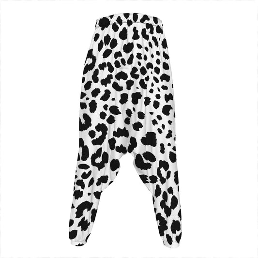 Black And White Jaguar Pattern Print Hammer Pants