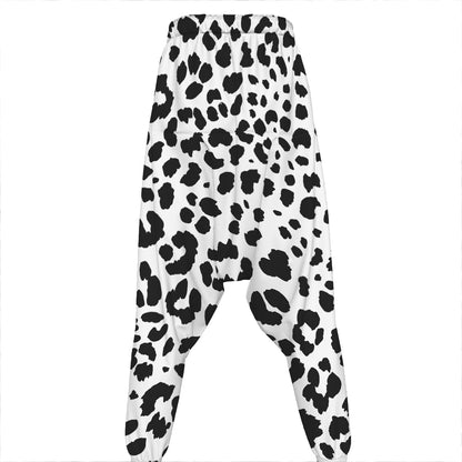 Black And White Jaguar Pattern Print Hammer Pants