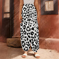 Black And White Jaguar Pattern Print Harem Pants