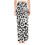 Black And White Jaguar Pattern Print High Slit Maxi Skirt