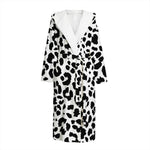 Black And White Jaguar Pattern Print Hooded Bathrobe