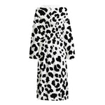 Black And White Jaguar Pattern Print Hooded Bathrobe