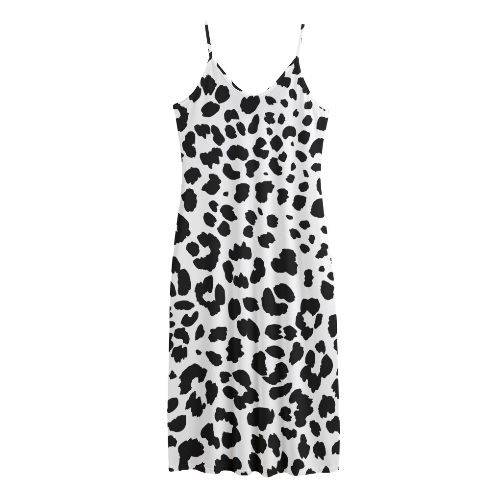 Black And White Jaguar Pattern Print Jersey Midi Cami Dress