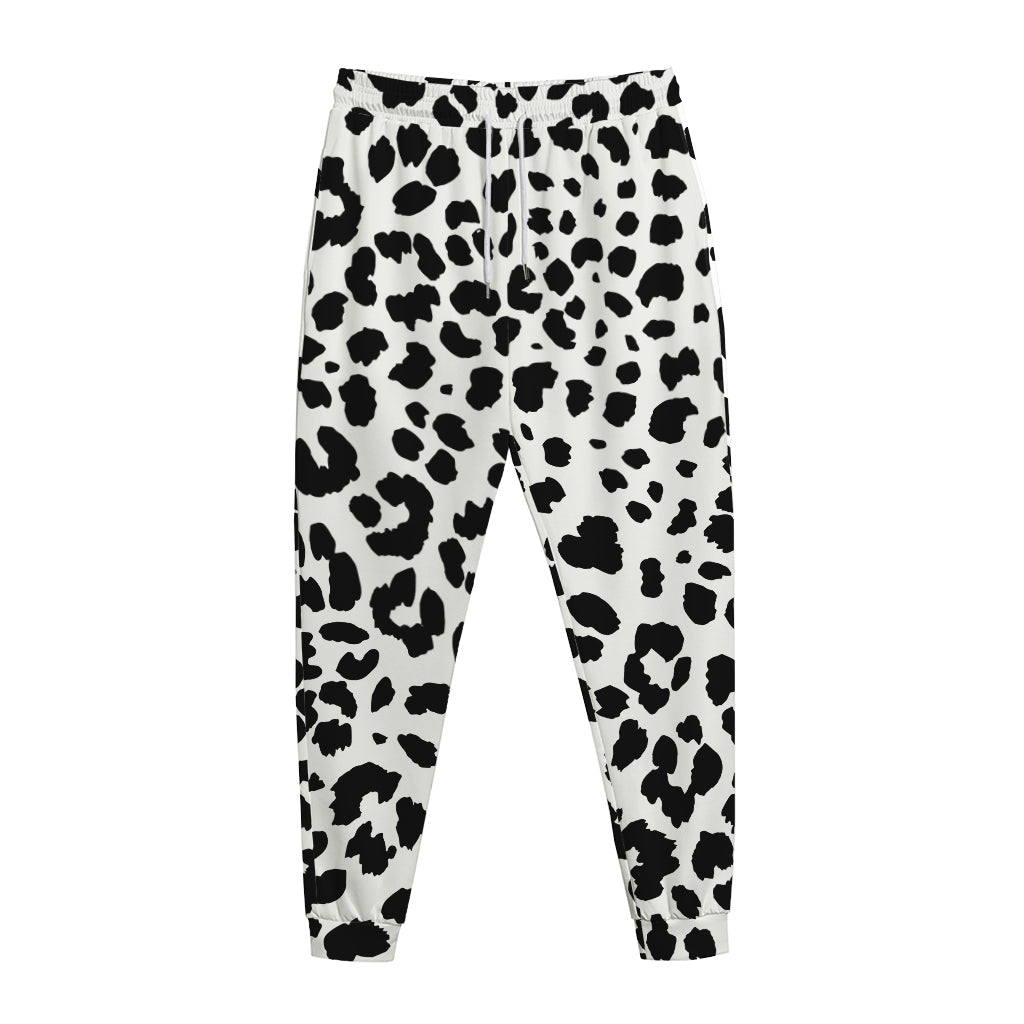 Black And White Jaguar Pattern Print Jogger Pants