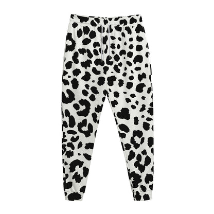 Black And White Jaguar Pattern Print Jogger Pants