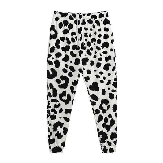 Black And White Jaguar Pattern Print Jogger Pants