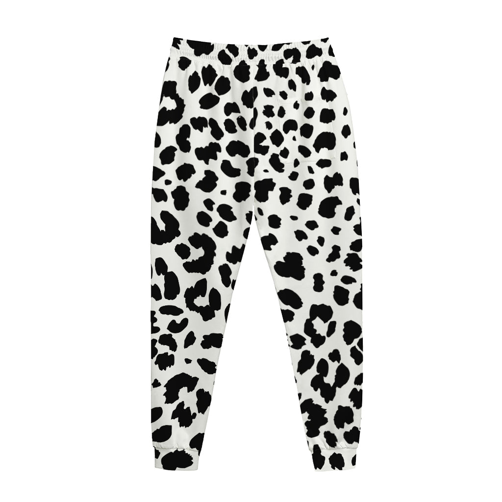 Black And White Jaguar Pattern Print Jogger Pants