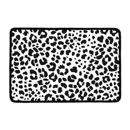 Black And White Jaguar Pattern Print Kitchen Mat