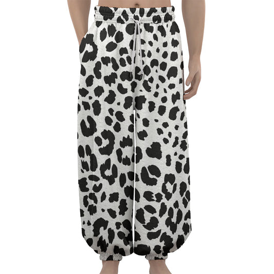 Black And White Jaguar Pattern Print Lantern Pants
