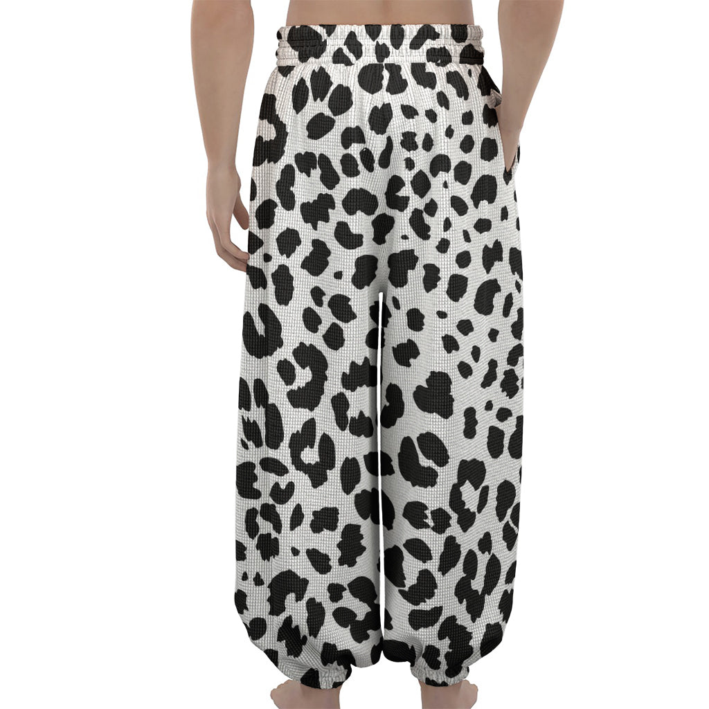 Black And White Jaguar Pattern Print Lantern Pants