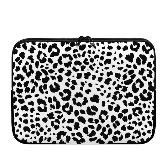 Black And White Jaguar Pattern Print Laptop Sleeve