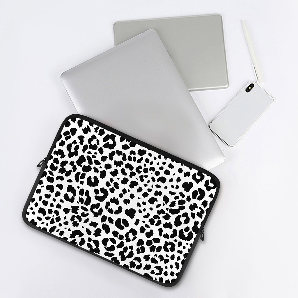 Black And White Jaguar Pattern Print Laptop Sleeve
