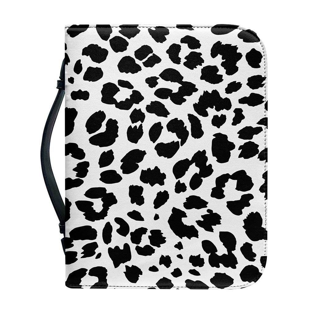 Black And White Jaguar Pattern Print Leather Bible Cover