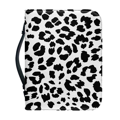 Black And White Jaguar Pattern Print Leather Bible Cover
