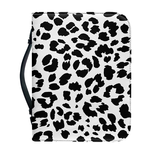 Black And White Jaguar Pattern Print Leather Bible Cover