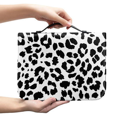 Black And White Jaguar Pattern Print Leather Bible Cover