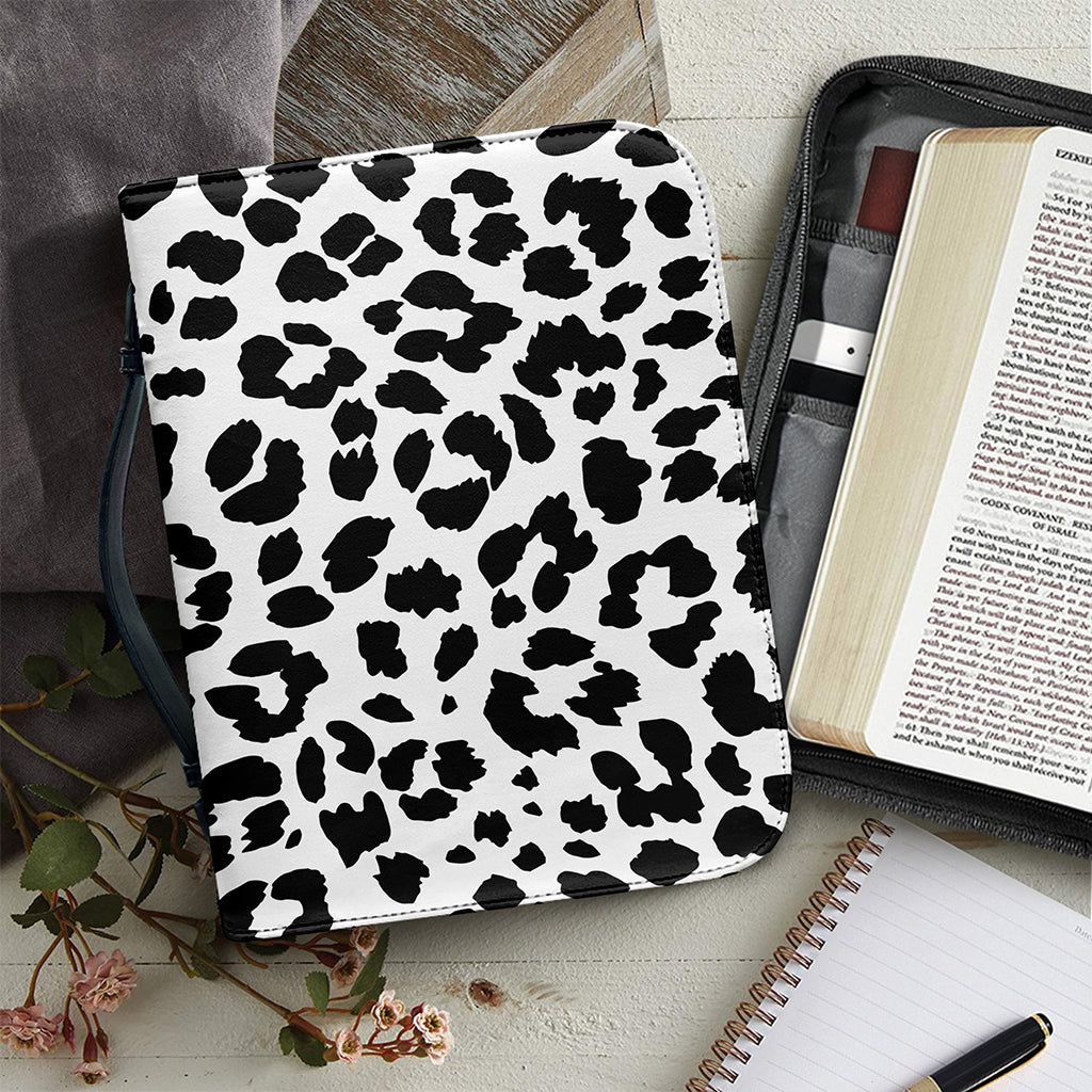 Black And White Jaguar Pattern Print Leather Bible Cover