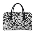 Black And White Jaguar Pattern Print Leather Duffel Bag