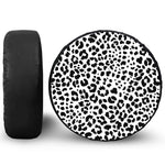 Black And White Jaguar Pattern Print Leather Spare Tire Cover