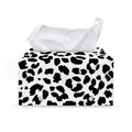 Black And White Jaguar Pattern Print Leather Tissue Box Cover