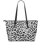 Black And White Jaguar Pattern Print Leather Tote Bag
