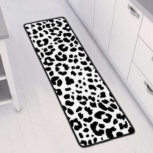 Black And White Jaguar Pattern Print Long Kitchen Mat