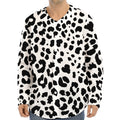 Black And White Jaguar Pattern Print Long Sleeve Baseball Jersey