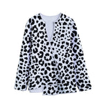 Black And White Jaguar Pattern Print Long Sleeve Short Coat