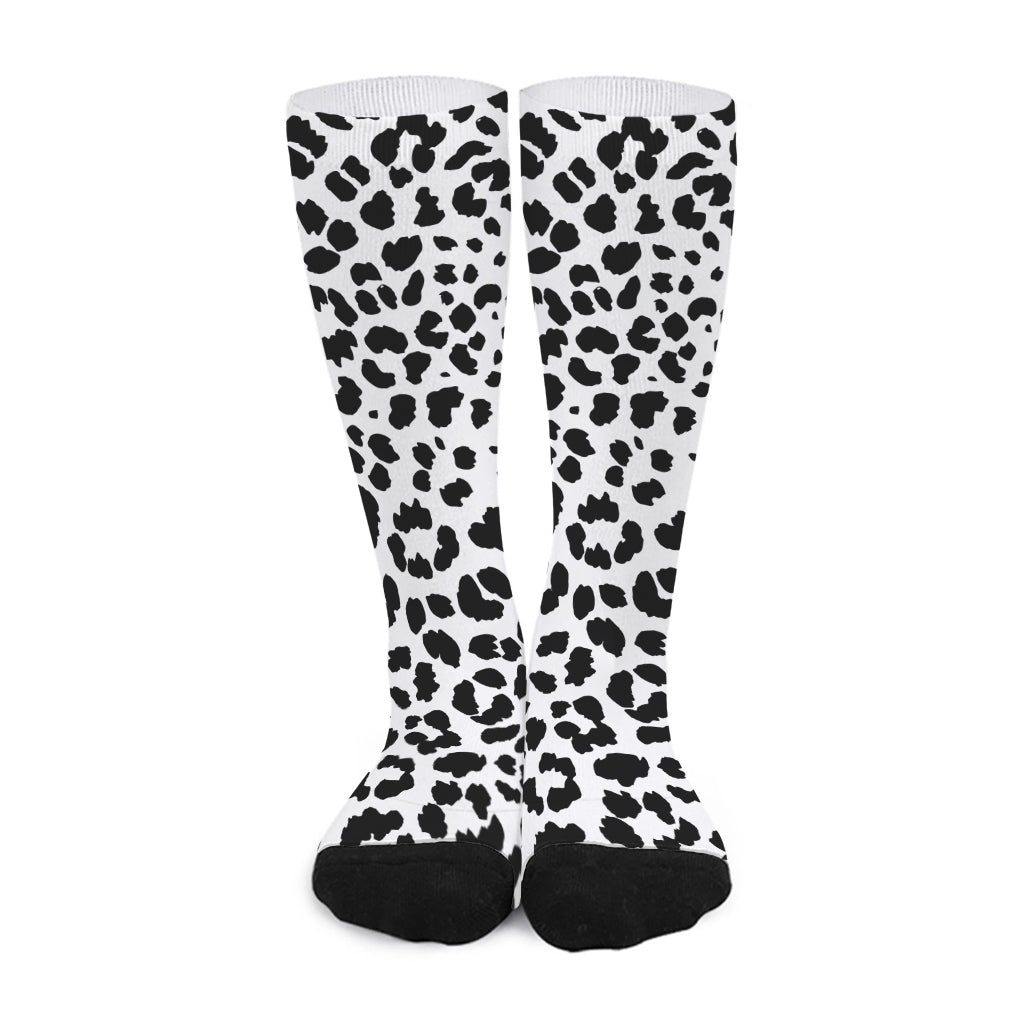 Black And White Jaguar Pattern Print Long Socks
