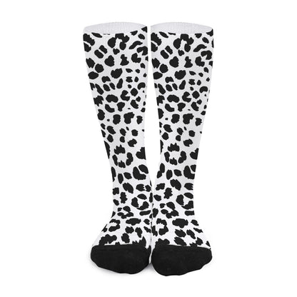 Black And White Jaguar Pattern Print Long Socks